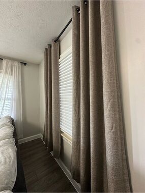 Regal home collections 100% Blackout Taupe Linen-Texture Grommet Drapery Panels